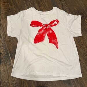 Chaser Women’s White size Large T-Shirt with Red Bow Design